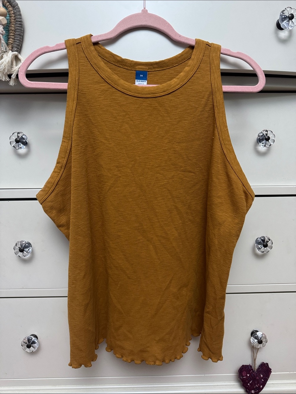 Old Navy Mustard Ribbed Tank Top - Sleeveless Women's Tank